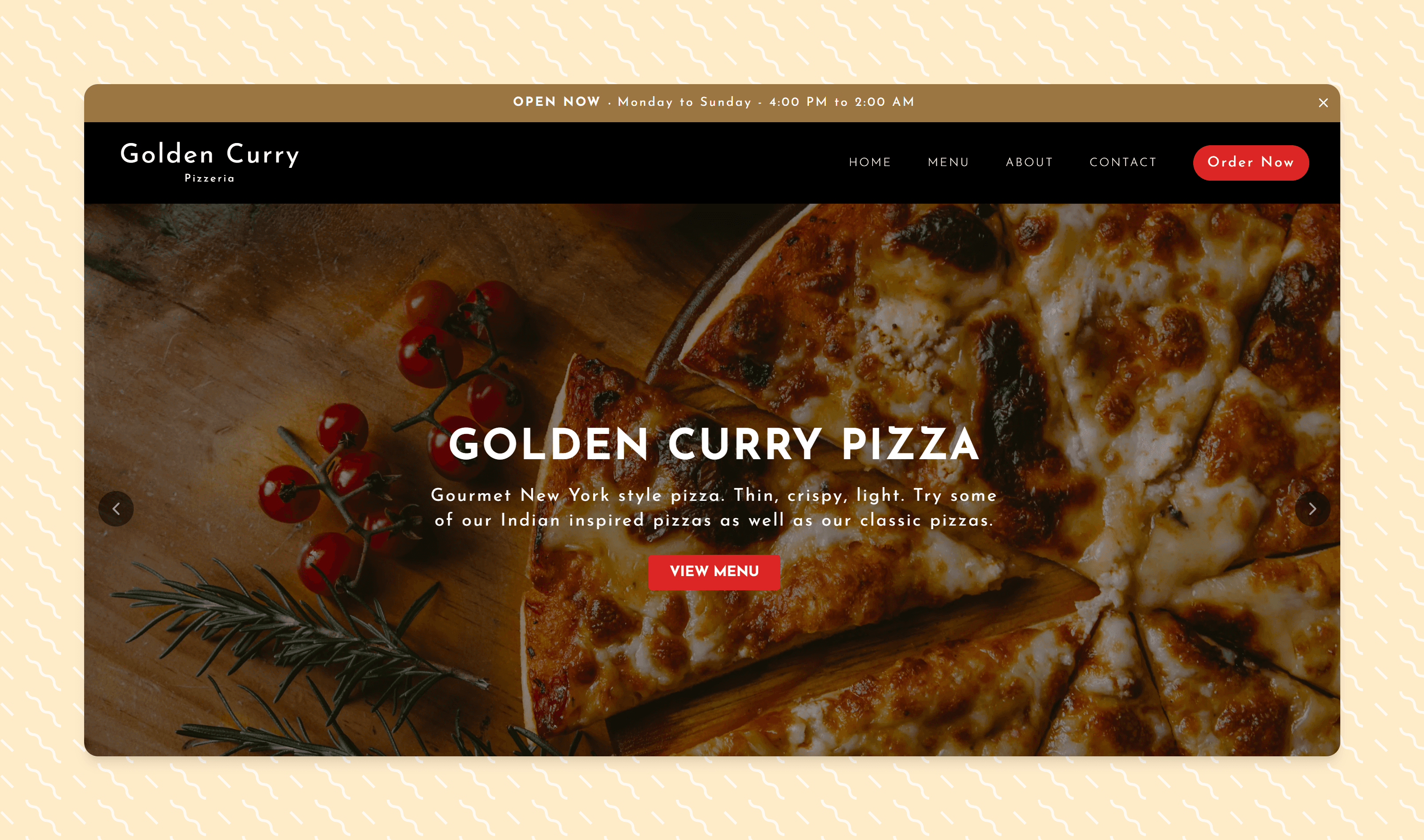 Golden Curry Pizza Website